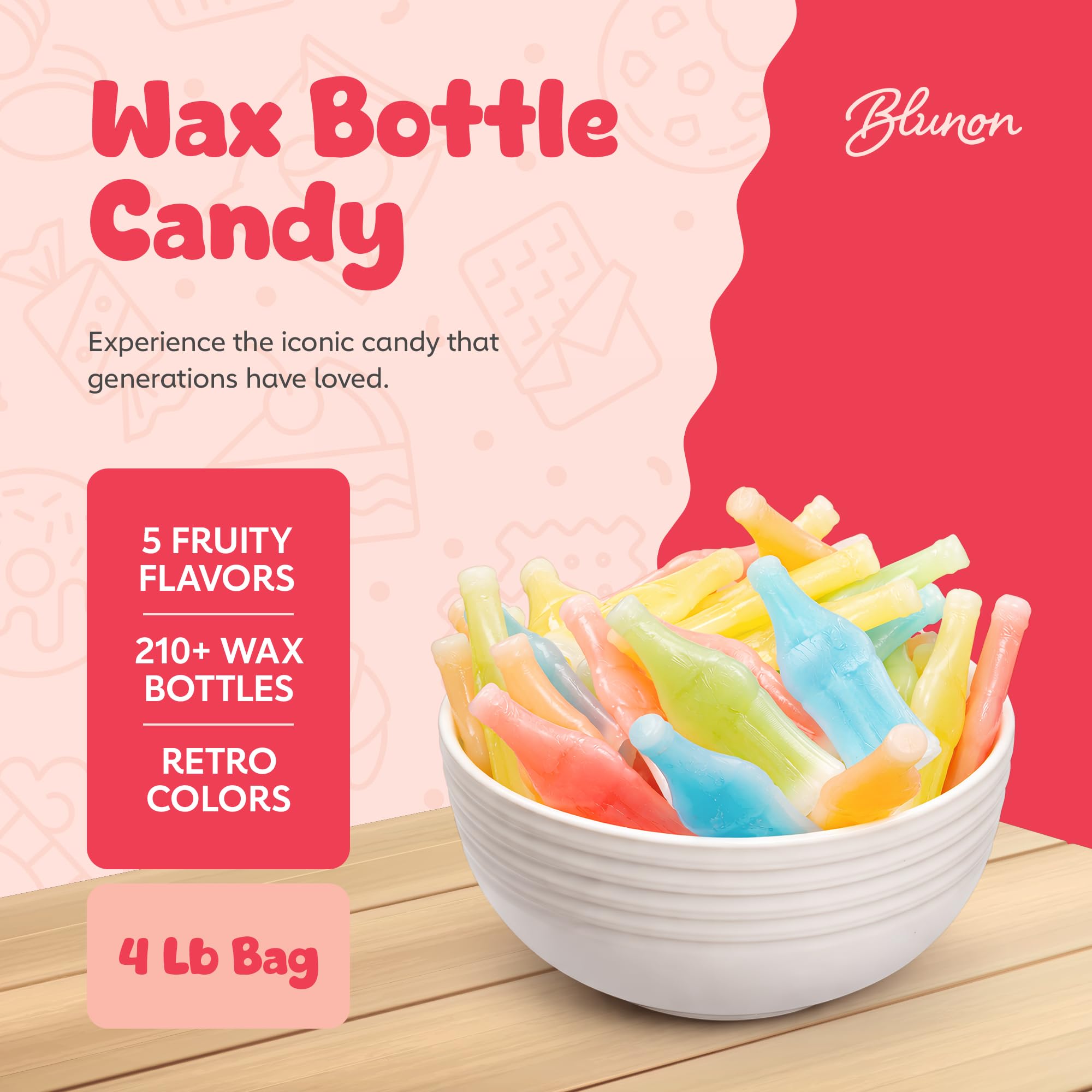 Wax Bottle Candy - 4 Pounds Bulk Retro Drink - Nostalgic Old School Candy - 210 Pieces