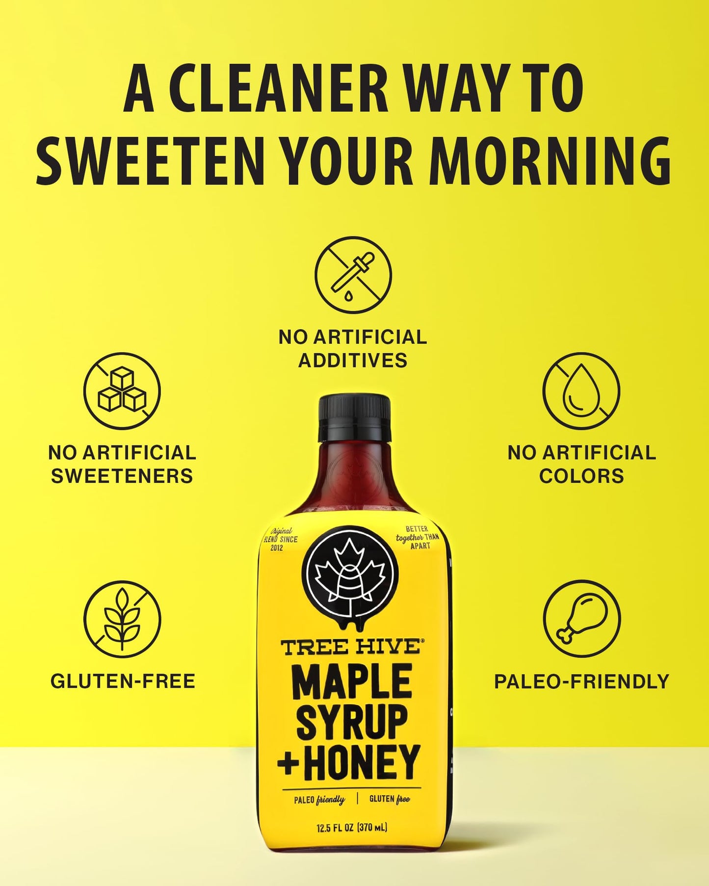 Tree Hive Maple Syrup with Honey, Vanilla, and Organic Cinnamon - All-Natural, No Artificial Ingredients, Gluten-Free - 12.5 oz