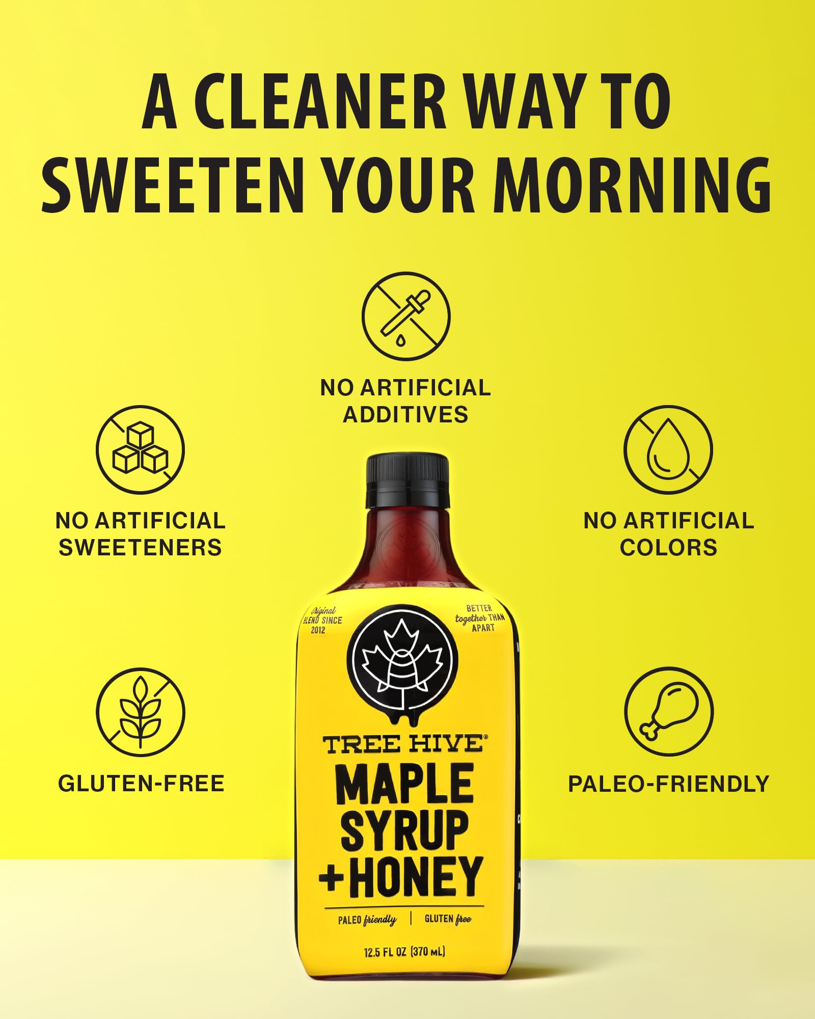 Tree Hive Maple Syrup with Honey, Vanilla, and Organic Cinnamon - All-Natural, No Artificial Ingredients, Gluten-Free - 12.5 oz