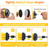 Shieldpro 45 Piece Drill Brush Attachment Set, All Purpose Power Clean Scrubber Brush, Scrub Pads & Sponge with Extend Long Attachment for Bathroom