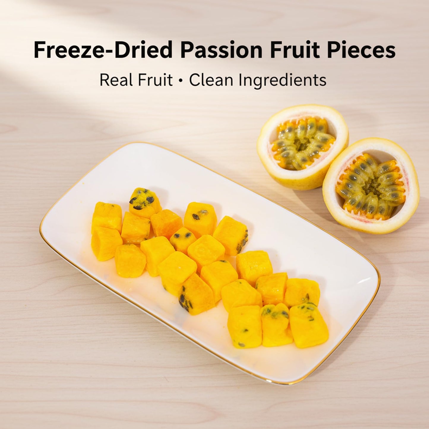 MOCKRAND Freeze Dried Passion Fruit 8.81oz /250g, Pure Passionfruit Chunks, Dehydrated Dried Passion Fruit Frozen for Tea, Drinks, Smoothies, Baking