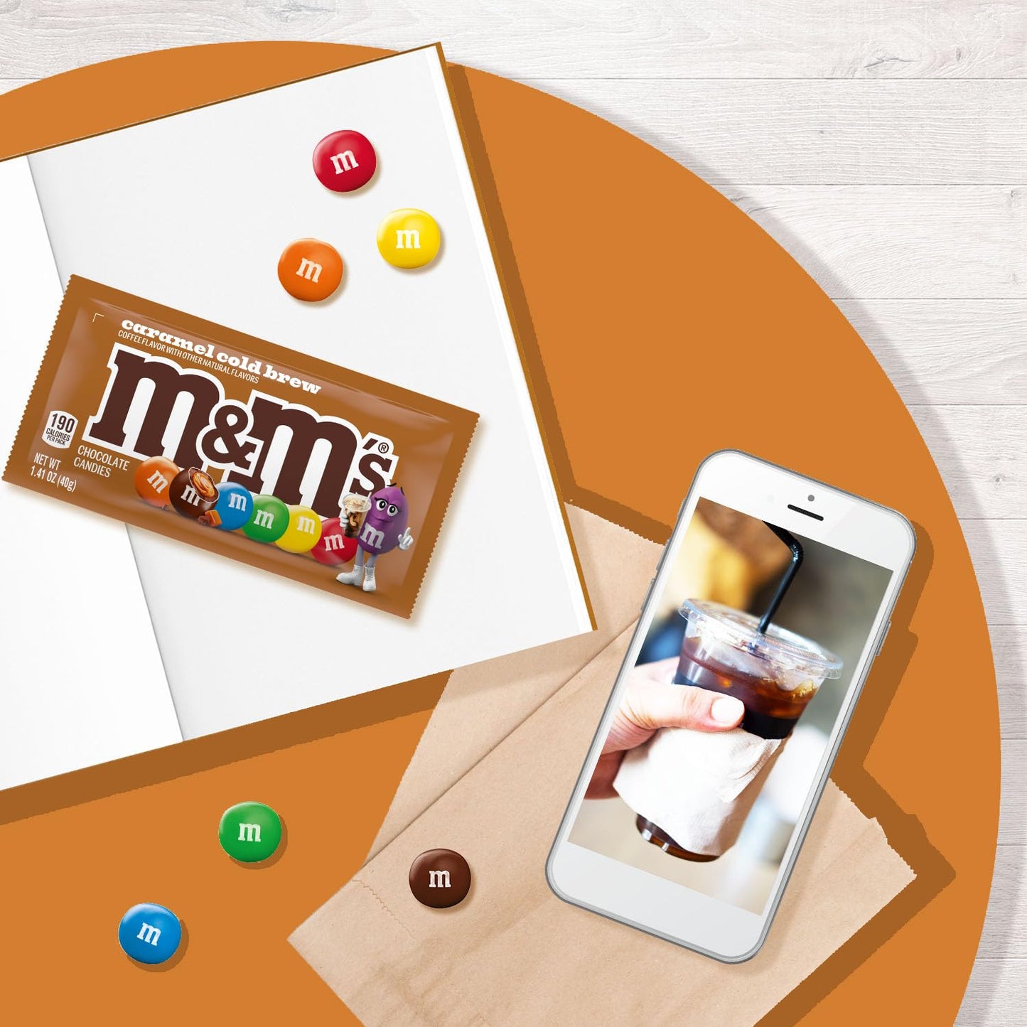 M&M'S Caramel Cold Brew Chocolate Candy Bulk Box of 24 Ct, 33.82 Oz