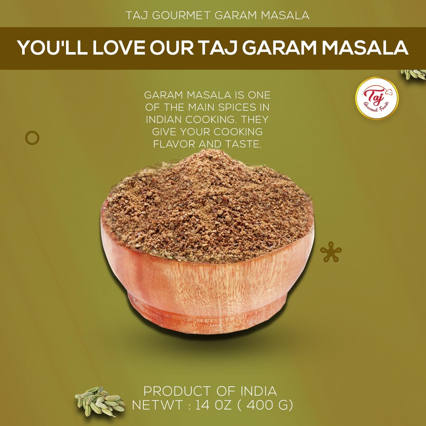 TAJ Garam Masala Powder, 14 Ounce - Unique Blend of Spices | Authentic Indian Spices