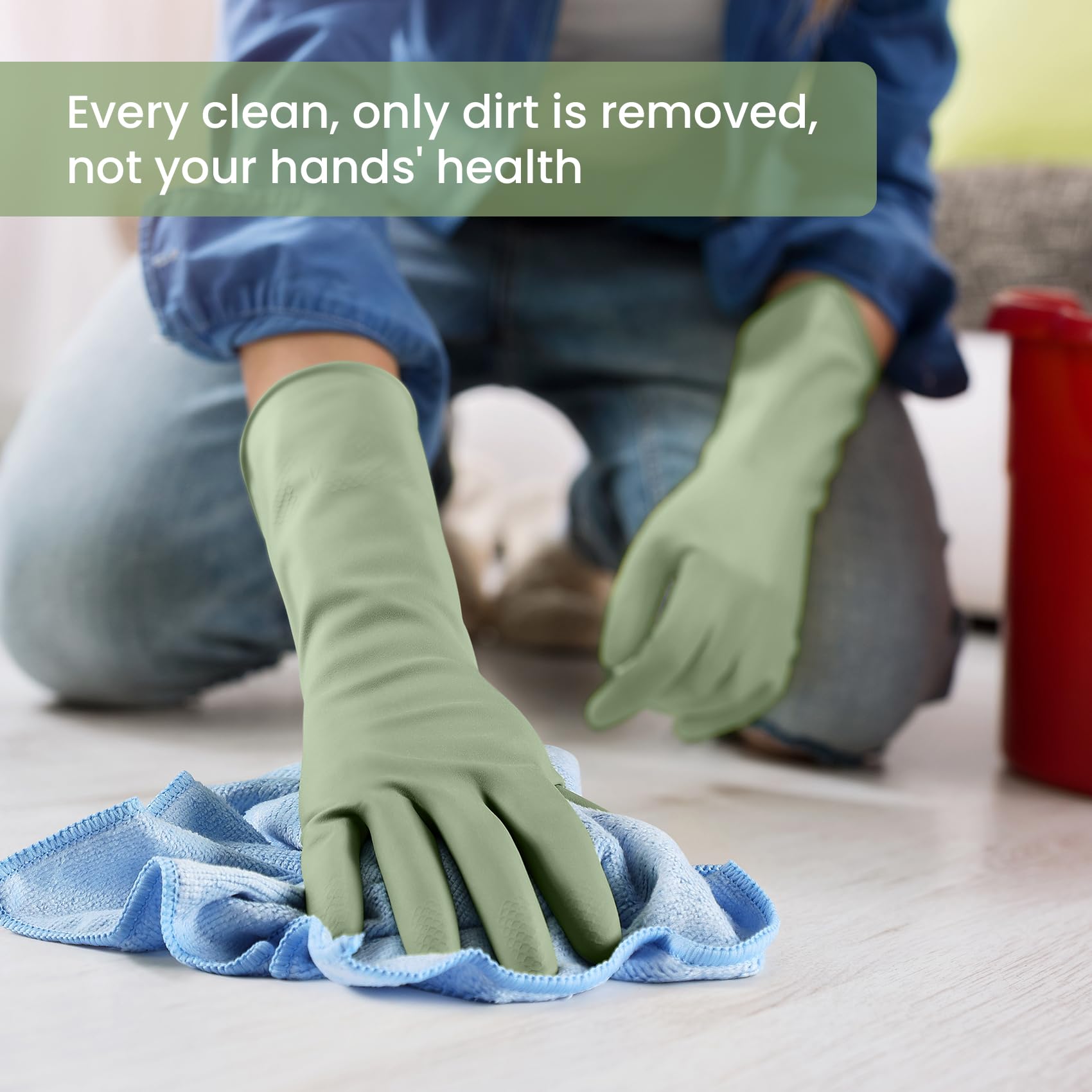 Rubber Cleaning Gloves for Dishwashing, 4 Pairs Reusable Kitchen Gloves for Washing Dishes and Household Cleaning, Colorful Dish Gloves with Flocked