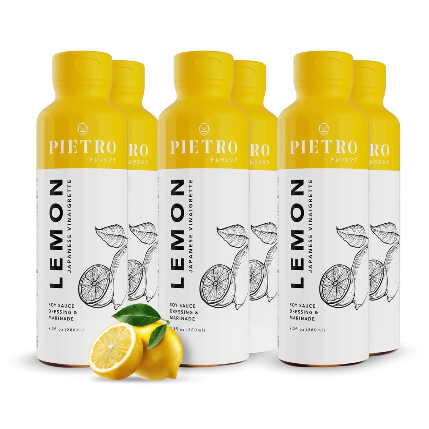 Pietro Lemon Japanese Style Marinade & Vinaigrette - No Preservatives, Non-GMO Fresh Lemon Flavor for Salad Dressing, Seafood, Noodles & Chicken - 9.3