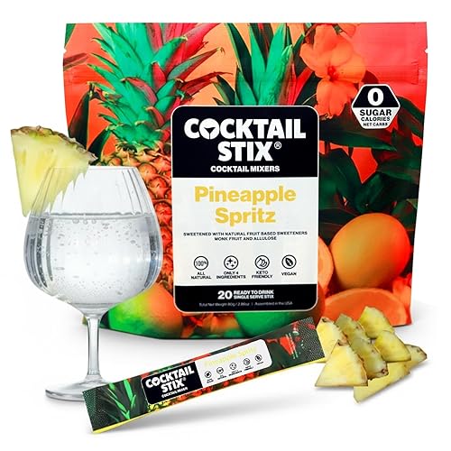 Cocktail Stix Zero Sugar Pineapple Spritz Mixer - Cocktail & Mocktail Drink Mixer - Skinny Mixes - Water Flavoring Packets - Vegan - No Calories, No
