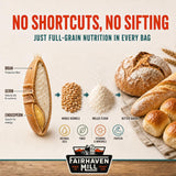 Fairhaven Mill Fine Ground Whole Wheat Bread Flour - USDA Organic Certified and 100% Whole Grain - Superior Gluten Strength for Artisan Breads, Rolls