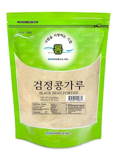 ROM AMERICA Roasted Black Soybean Powder Black Kuromame Kinako Soy Flour for Soy Milk, Injeolmi, Asian Cooking, Baking - Health Superfood, High in