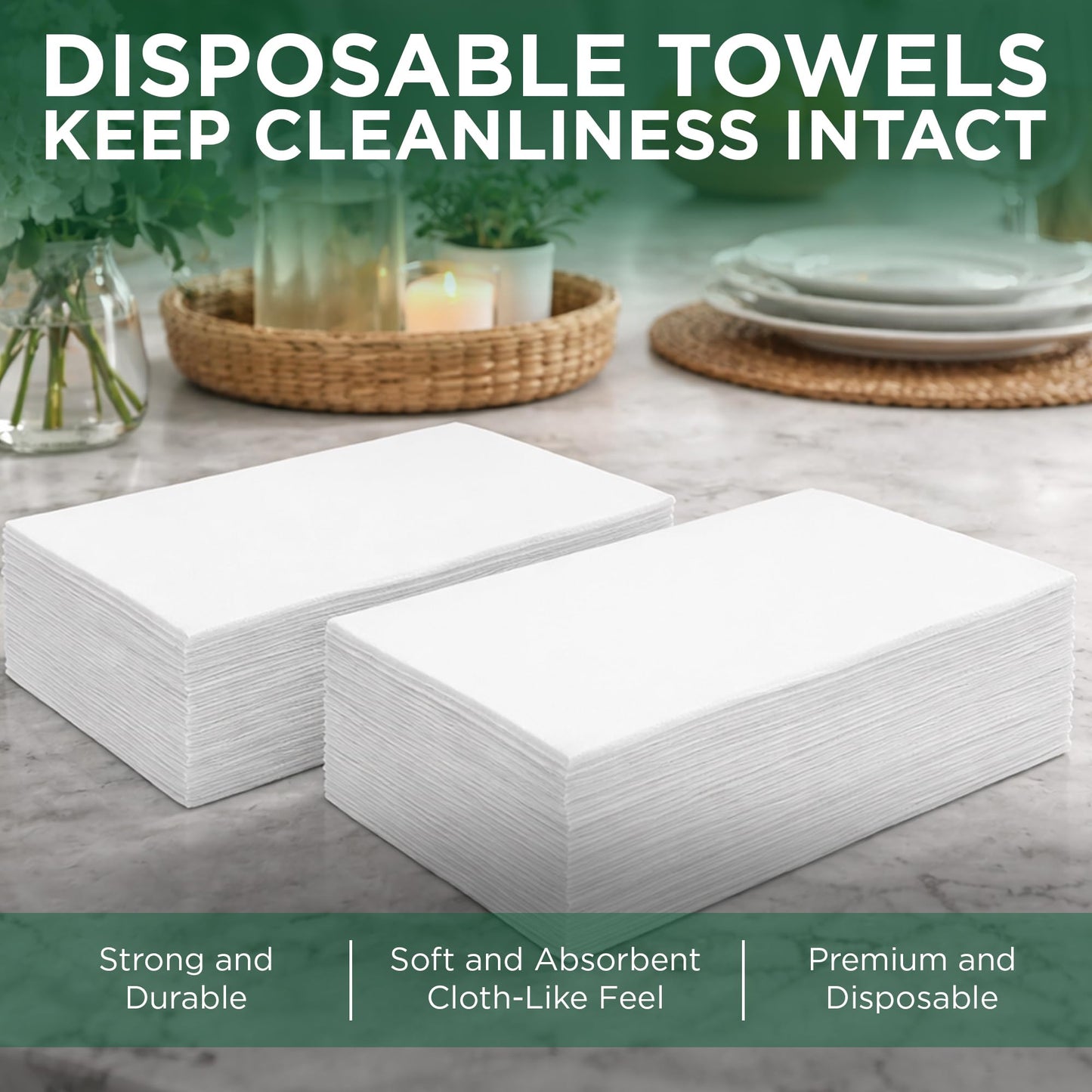 100-count Fresh Towel Disposable Linen-Feel Cloth-Like Guest Hand Towels (12"x16.5") for Bathroom, Kitchen, Party, Wedding, Restaurant or Events| Soft