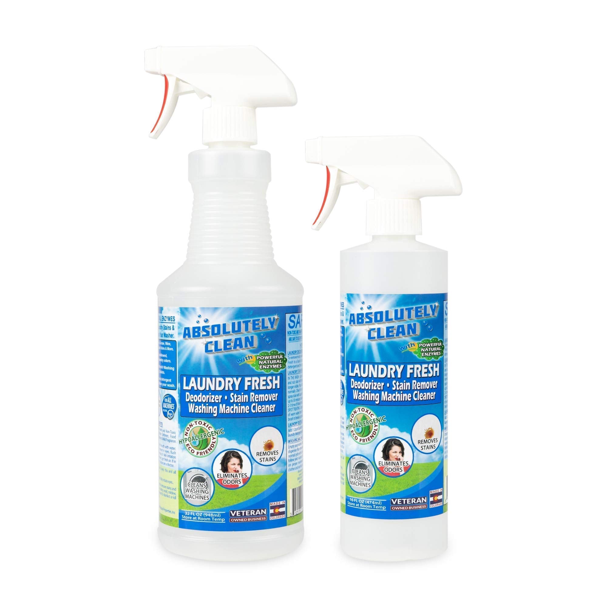 Absolutely Clean Amazing Laundry detergent liquid Stain and Odor Remover, Naturally Based Formula (USA Made)