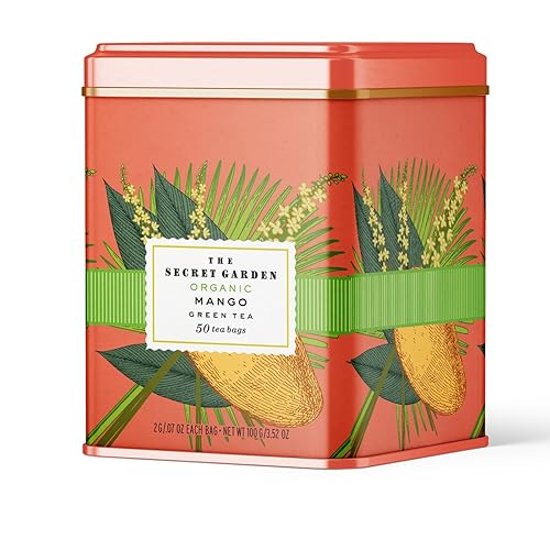 Life Plus Style Gourmet Secret Garden Organic Mango Green Tea Naturally Caffeinated Sugar-Free Non-GMO USDA Certified Premium Tea Tropical Fruit 50
