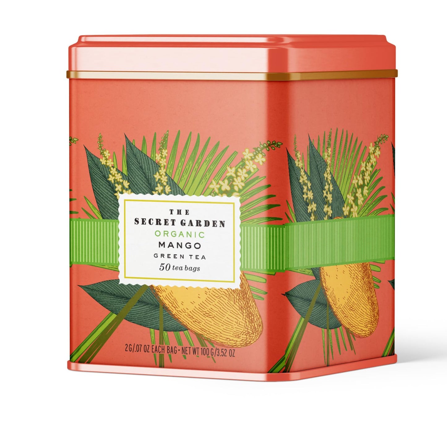 Life Plus Style Gourmet Secret Garden Organic Mango Green Tea Naturally Caffeinated Sugar-Free Non-GMO USDA Certified Premium Tea Tropical Fruit 50