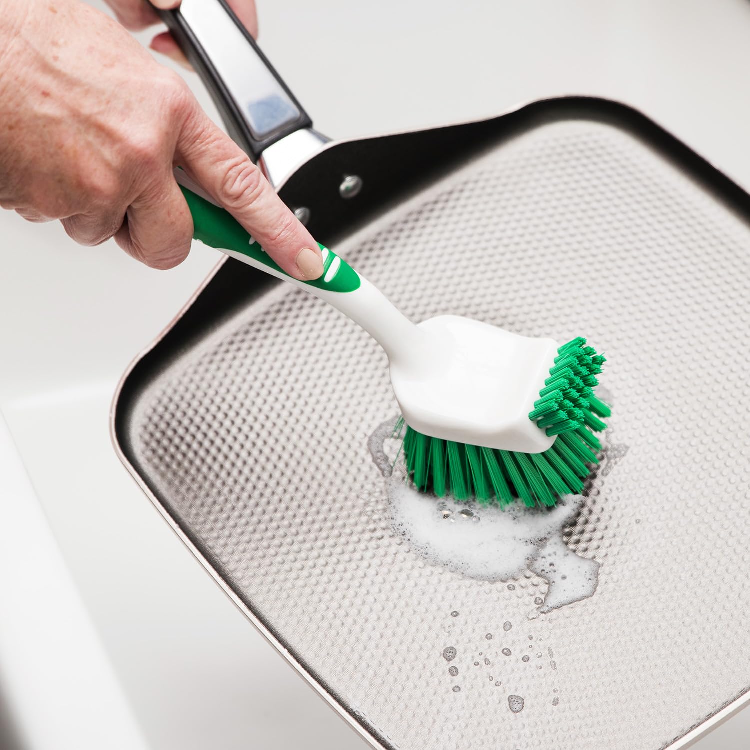 Libman Dish Brush Set with Long Handle - Deep Cleaning Brushes - Dish Scrubber & Scraper - Kitchen Scrub Brush for Dishes, Sinks, Pots, Pans