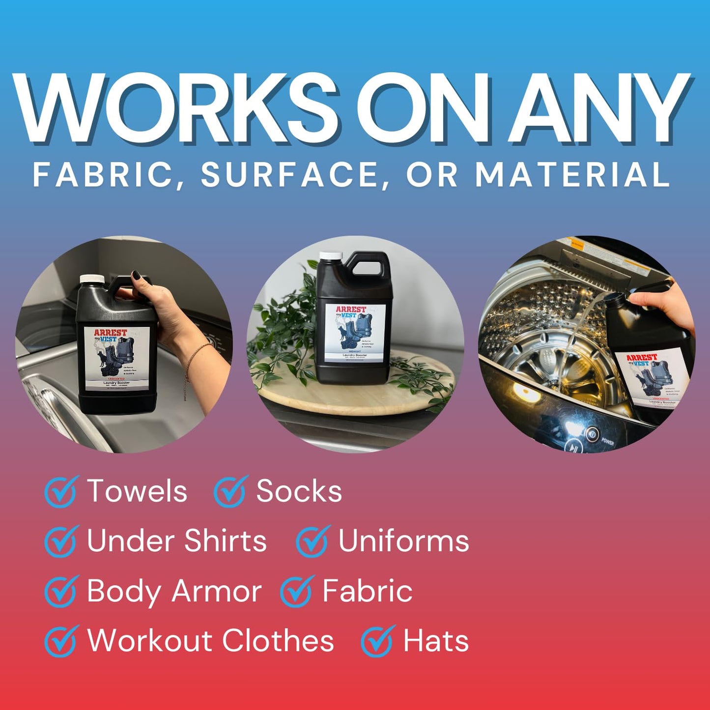 Arrest My Vest Military Grade Laundry Booster Deodorizer For Strong Odor to Get The Sweat Smell Out of Clothes, Uniforms, Police Gear, and All Fabrics