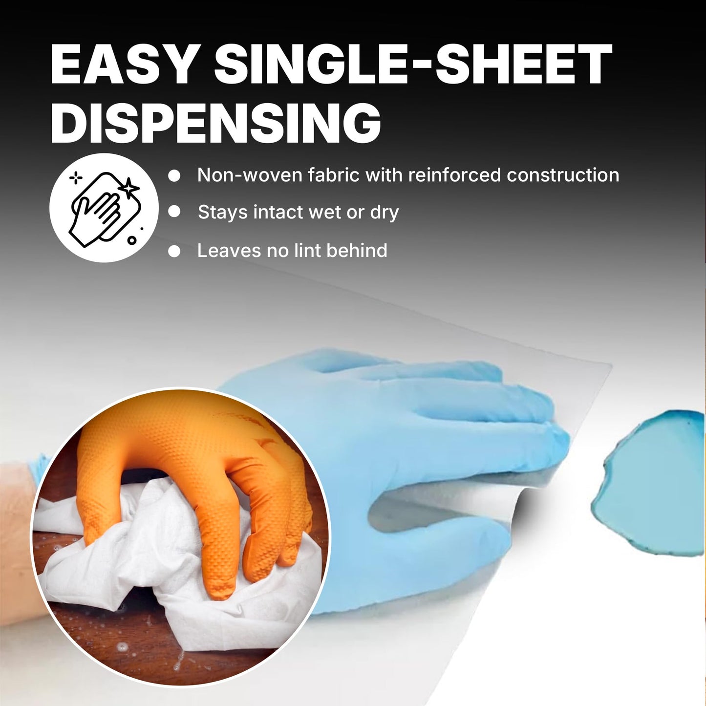26029 Prep Wipe WHITE Lint Free Cleaning Towels Pack of 300 Sheets, 10" x 14" (1 Box) - Multi-purpose, Reusable, Perforated, Industrial Grade