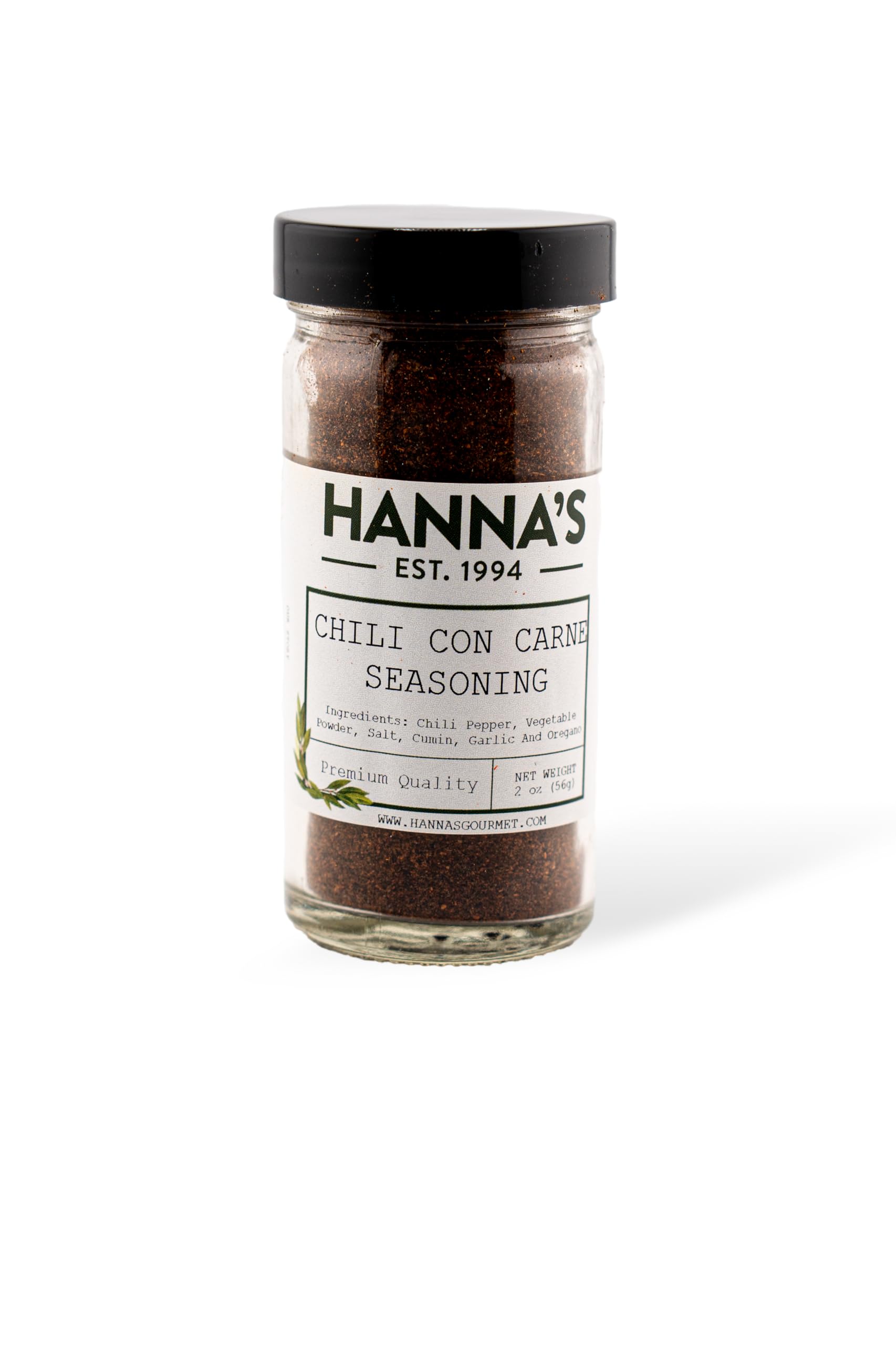 Hanna's Chili Con Carne Seasoning, Premium Quality, 4 fl oz Glass Jar