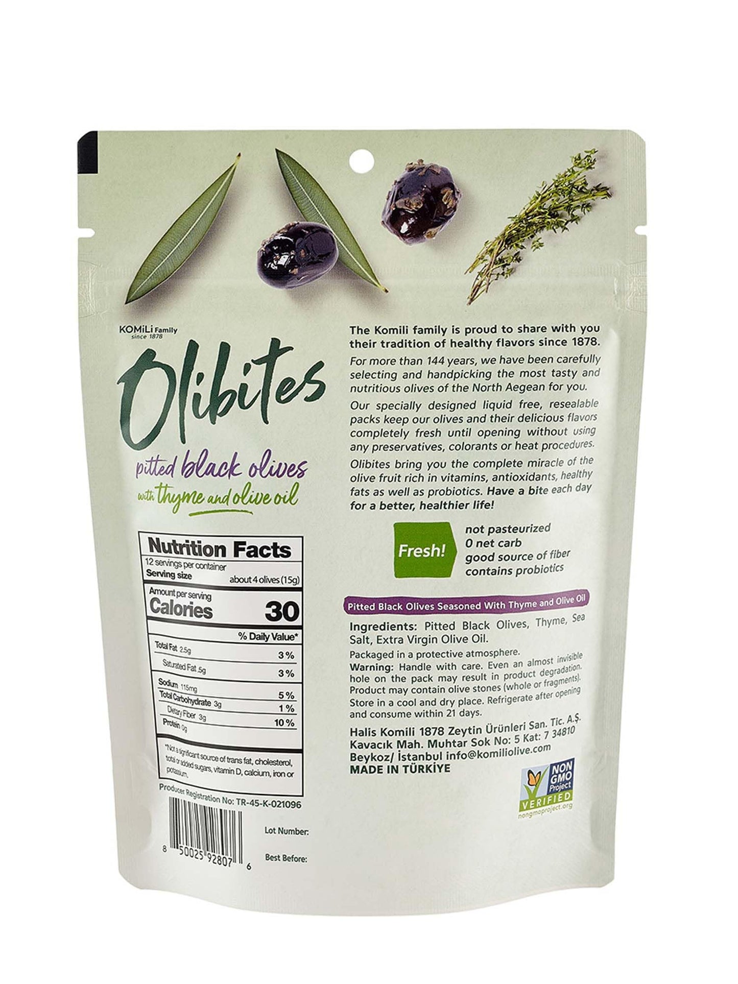 Olibites Pitted Black Olives - Fresh Olives Marinated in Extra Virgin Olive Oil (5 oz, Pitted Black)