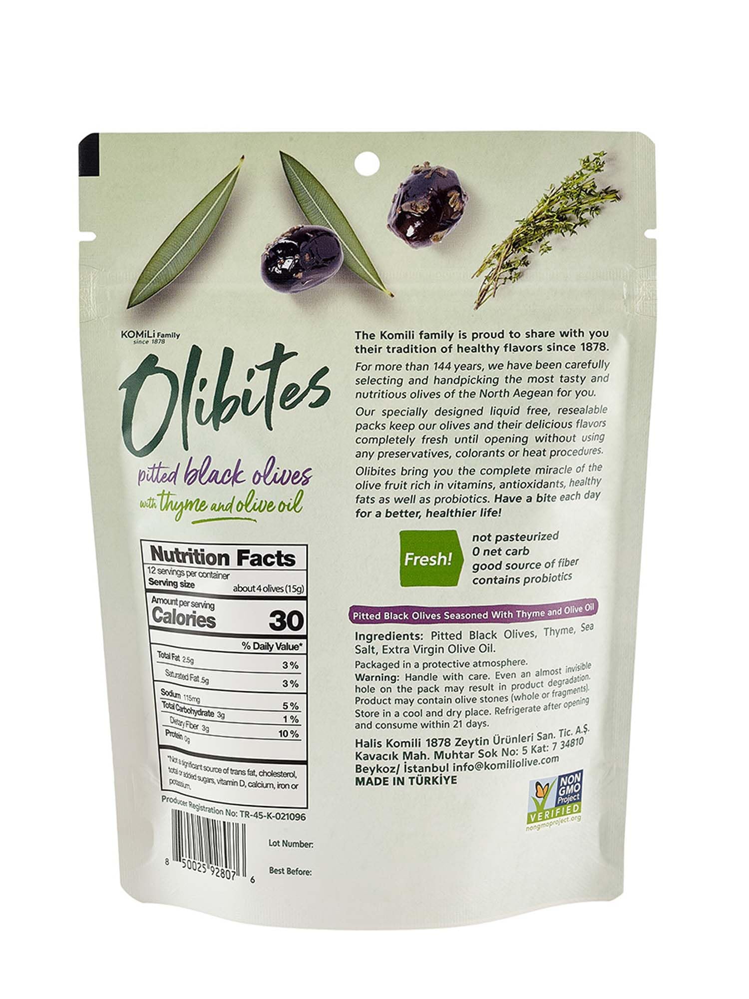 Olibites Pitted Black Olives - Fresh Olives Marinated in Extra Virgin Olive Oil (5 oz, Pitted Black)