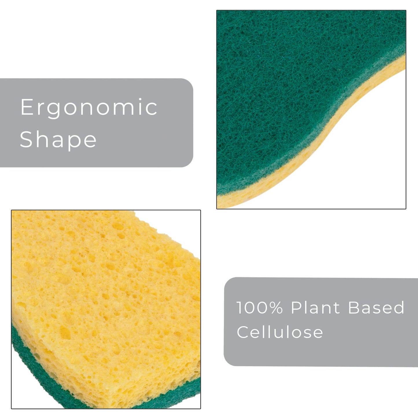Smart Design Heavy Duty Cellulose Smart Scrub Sponge - Set of 9 - Ultra Absorbent - Ergonomic Shape - - Cleaning, Dishes, & Hard Stains - Green