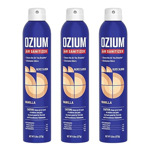 Ozium A807035-3 8 Oz. Air Sanitizer & Odor Eliminator for Homes, Cars, Offices and More, Vanilla Scent - 3 Pack