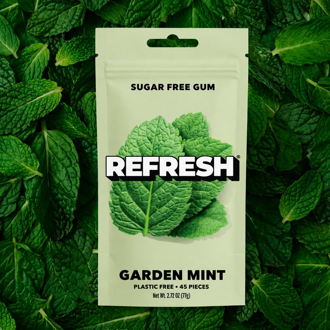 Refresh Gum, Sugar Free, Natural, Xylitol, Aspartame Free Chewing Gum, Natural Flavors & Organic Ingredients, Plastic Free, Non GMO, Gluten Free