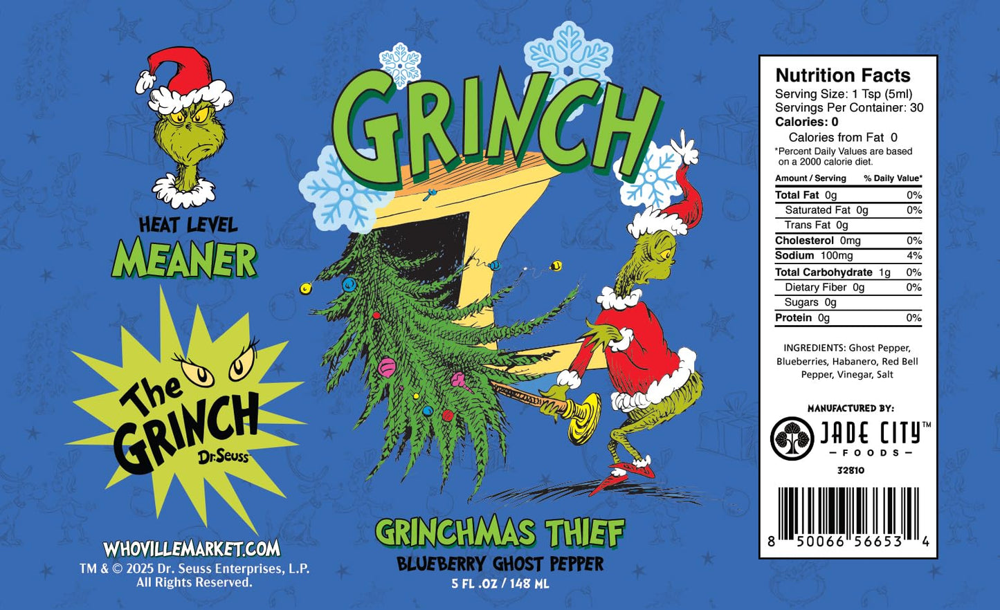 JADE CITY FOODS Grinch Hot Sauce - Grinchmas Thief: Blueberry Ghost Hot Sauce