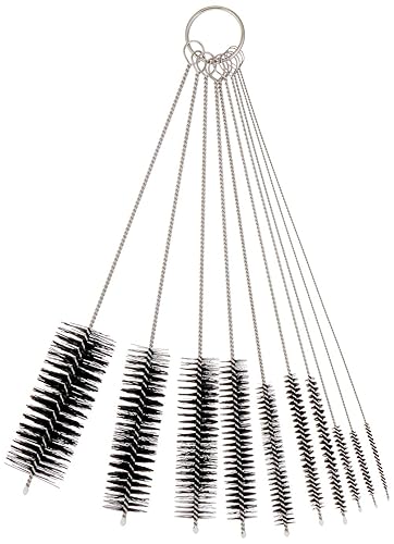 Pipe Cleaners Homewinner 8 inch Nylon Bottle Straw Cleaning Brush Set Stainless Steel Handle Flexible Tube Brushes Multiple Size, Set of 10