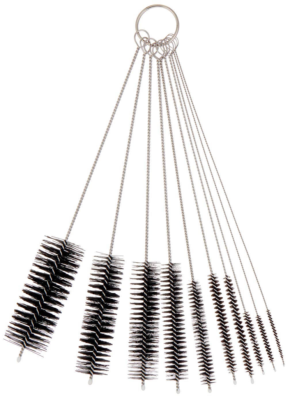 Pipe Cleaners Homewinner 8 inch Nylon Bottle Straw Cleaning Brush Set Stainless Steel Handle Flexible Tube Brushes Multiple Size, Set of 10