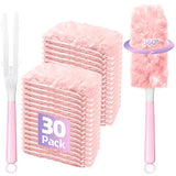 30 Count Duster Refills Compatible with Swiffer Handle, 360° Multi-Surface Duster Refills with 1 Handle, Dusters with 5X Microfibers for Cleaning