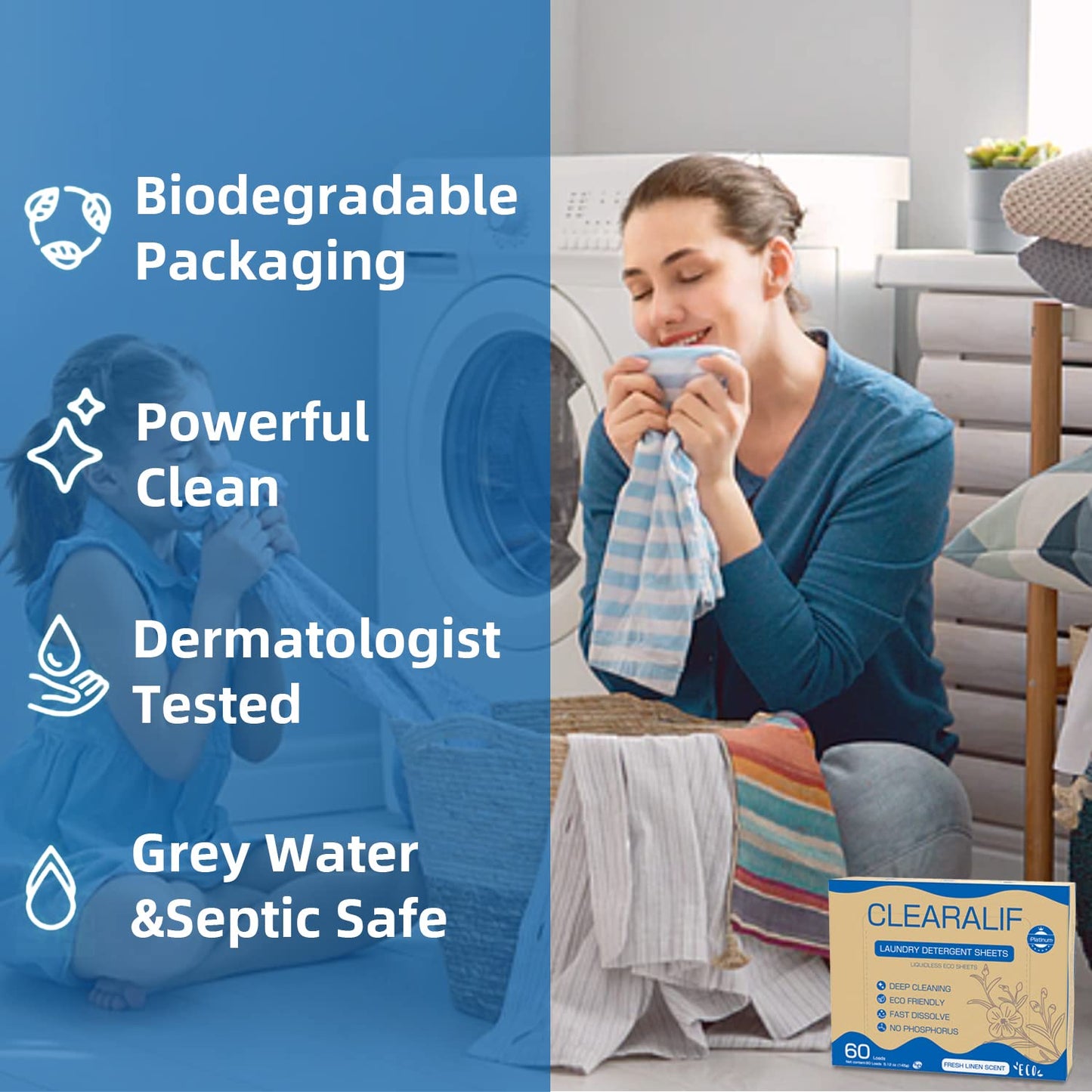 Laundry Detergent Sheets 3 Pack Up to 180 Loads, Fresh Linen - Great For Travel, Apartments, Dorms, No Plastic, Sustainable, Biodegradable-New