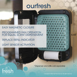 Fresh Products ourfresh 2 Air Freshener Replace Metered Aerosol with Dry Fragrance 30 Day Use Medium Sized Spaces Light Activated Battery Operated