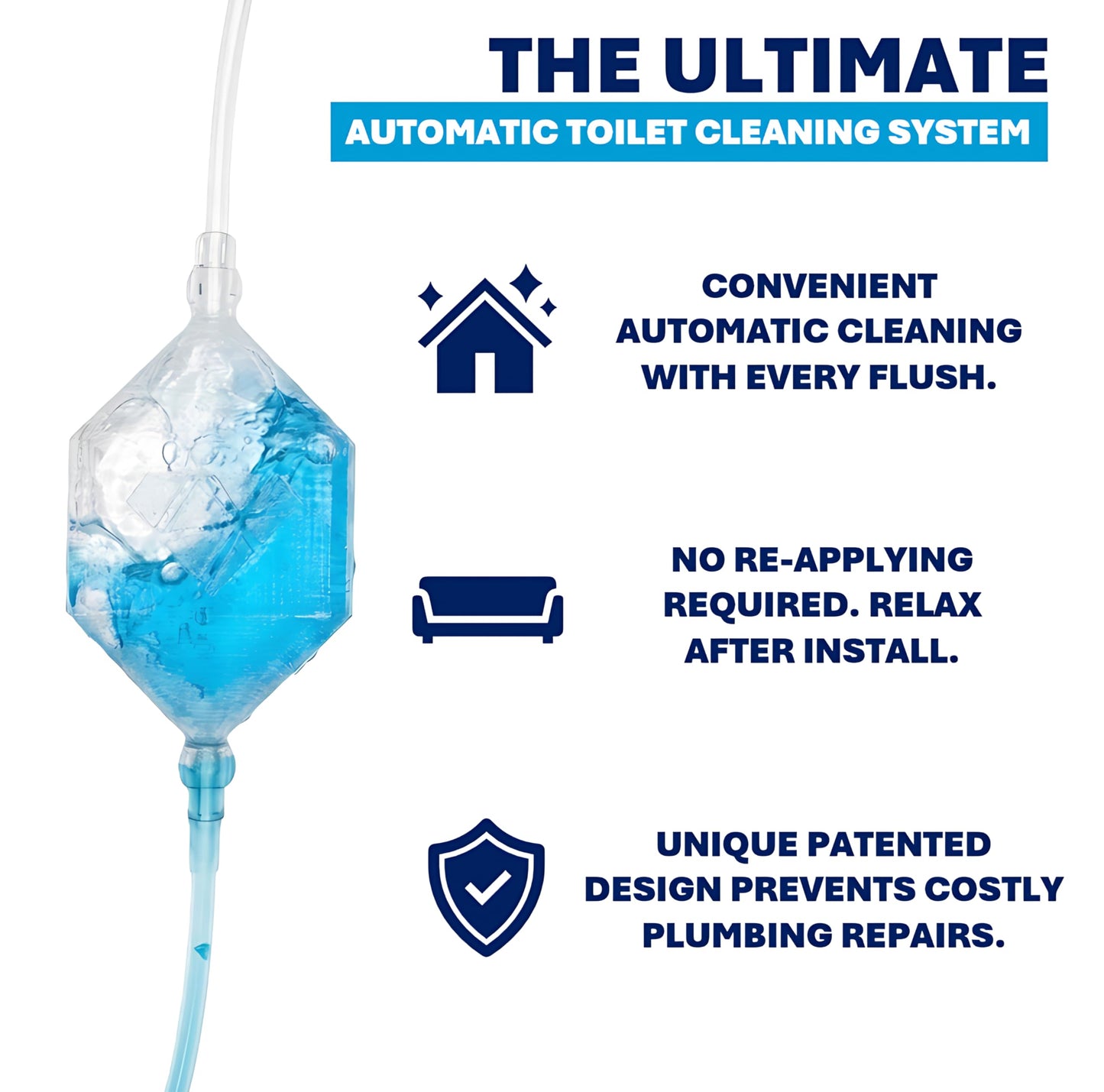 CRYSTAL CLEAN | Automatic Toilet Bowl Cleaner | Time Saving Single Pod System | No Tablets Or Stamps | Quick & Easy Toilet Tank Install | Septic