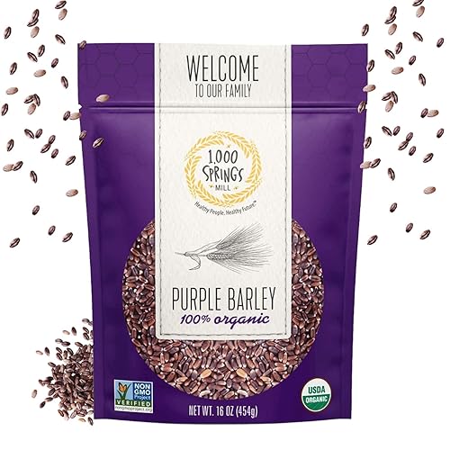 1000 Springs Mill - Organic Purple Barley | Used for Cereals, Salads, Whole Wheat Bread, Fresh Barley Flour, Sprouting Seeds, and more | Bulk Dried