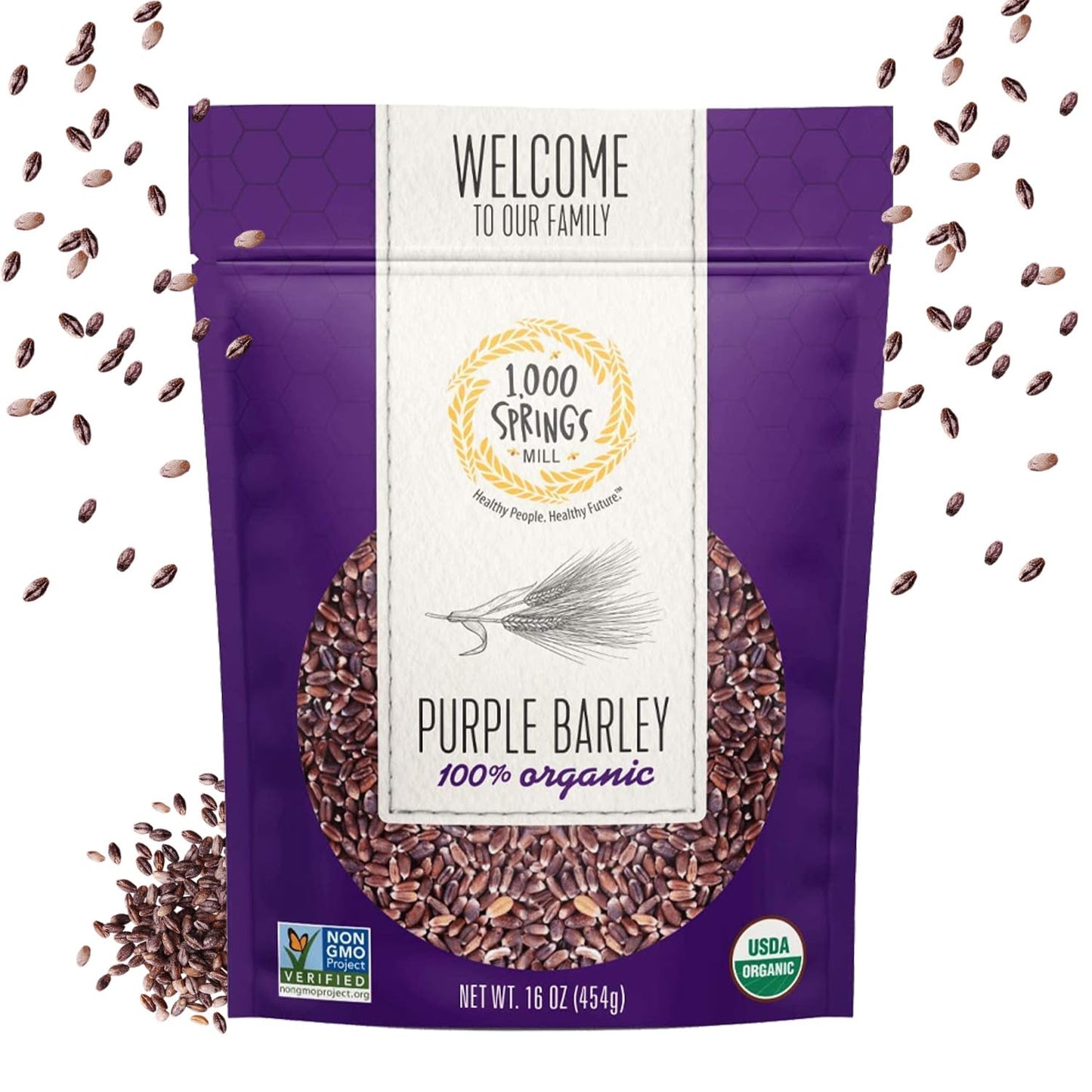 1000 Springs Mill - Organic Purple Barley | Used for Cereals, Salads, Whole Wheat Bread, Fresh Barley Flour, Sprouting Seeds, and more | Bulk Dried