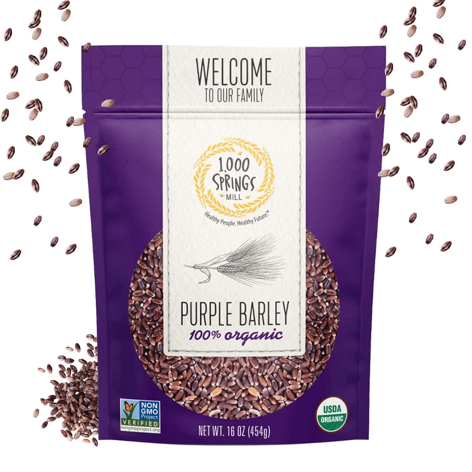 1000 Springs Mill - Organic Purple Barley | Used for Cereals, Salads, Whole Wheat Bread, Fresh Barley Flour, Sprouting Seeds, and more | Bulk Dried