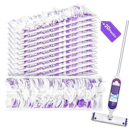 Disposable Mopping Pads Refills for PowerMop Multi-Surface Mop and PowerMop Wood Mop, Spray Clean Pads Replacement (Purple-20)