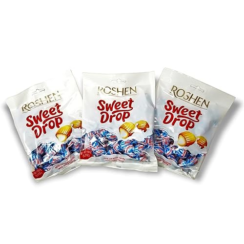 Roshen Caramel Candy Sweet Drop with Milky Filling, Delicious, Flavorful Sweets 150g/5.29oz Pack of 3