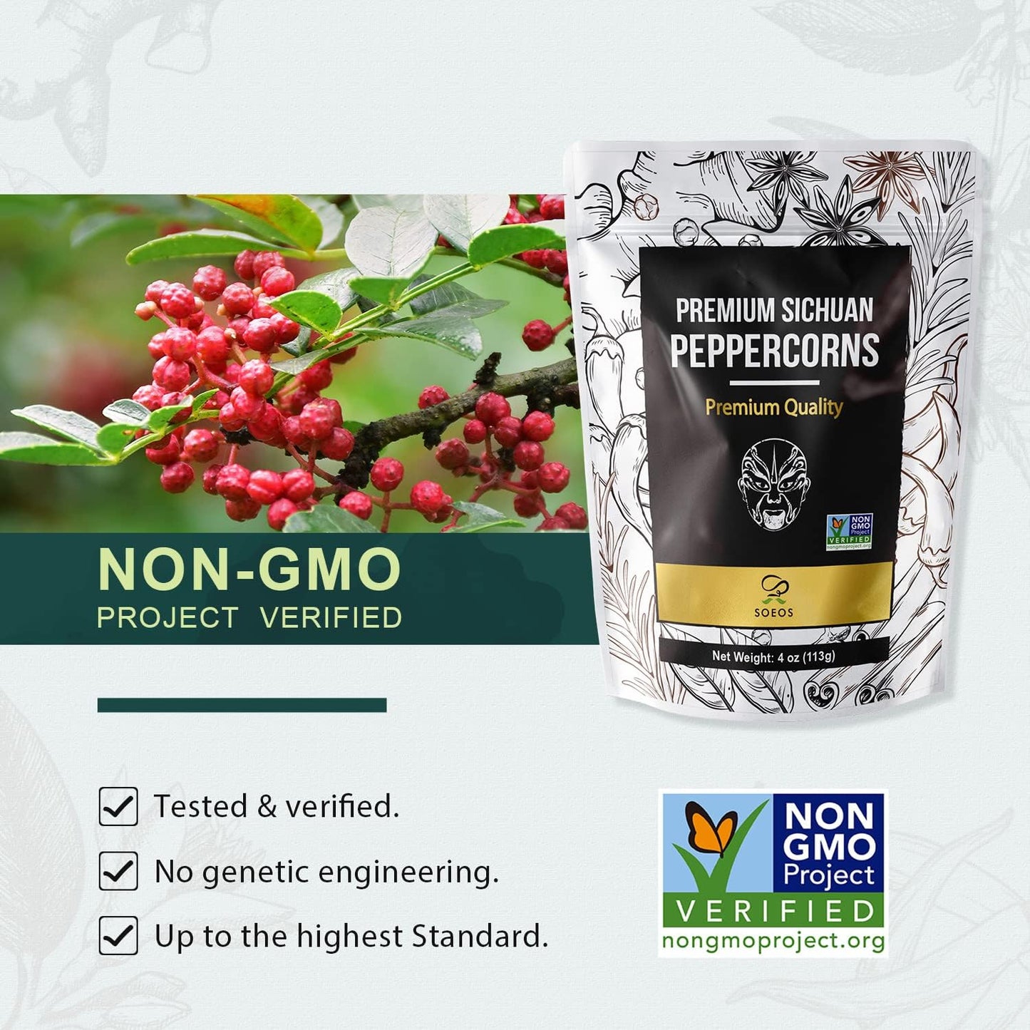 Soeos Premium Szechuan Peppercorns,Pack of 100 (113g*100), Authentic Sichuan Red Peppercorn, Numbing and Tingle Effect, Less Seeds, Strong Flavor