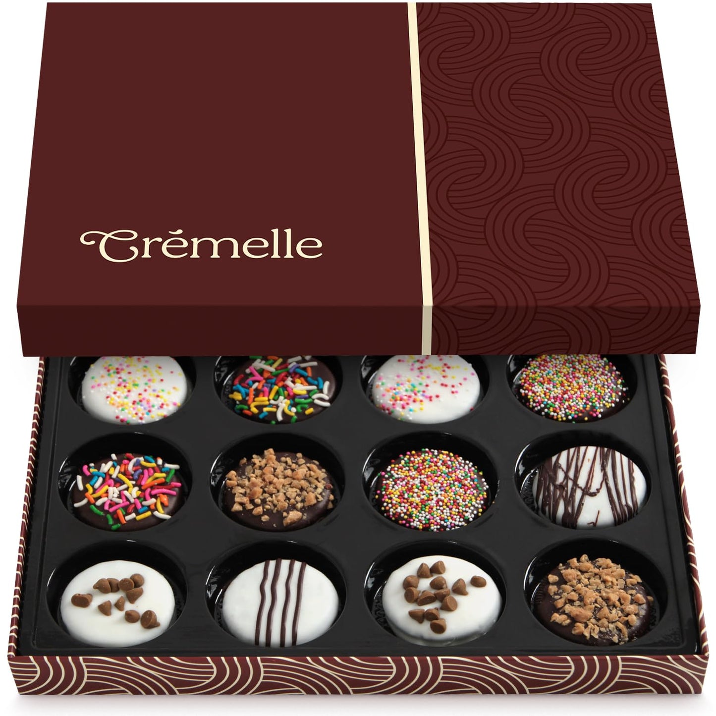 Cremelle Gourmet Cookies Gift Box, 12 Pieces of Food Gifts Cookies, Ideal Mothers Day Chocolate Candy Gift Box for Friends, Colleagues and Loved Ones