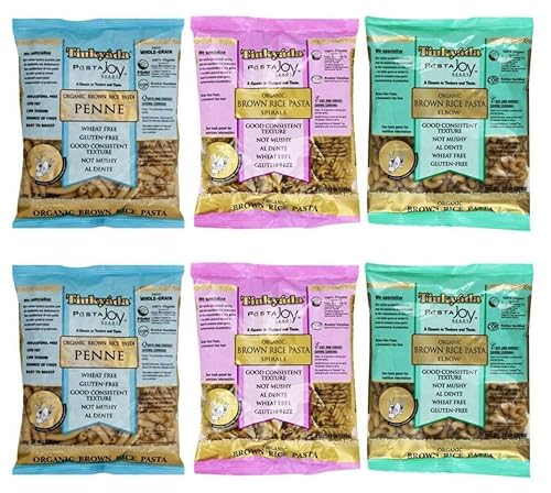 Tinkyada Organic Gluten-Free Brown Rice Pasta 3 Shape Variety Bundle: (2) Elbow Pasta, (2) Spirals Pasta, and (2) Penne Pasta, 12 Ounce Ea.