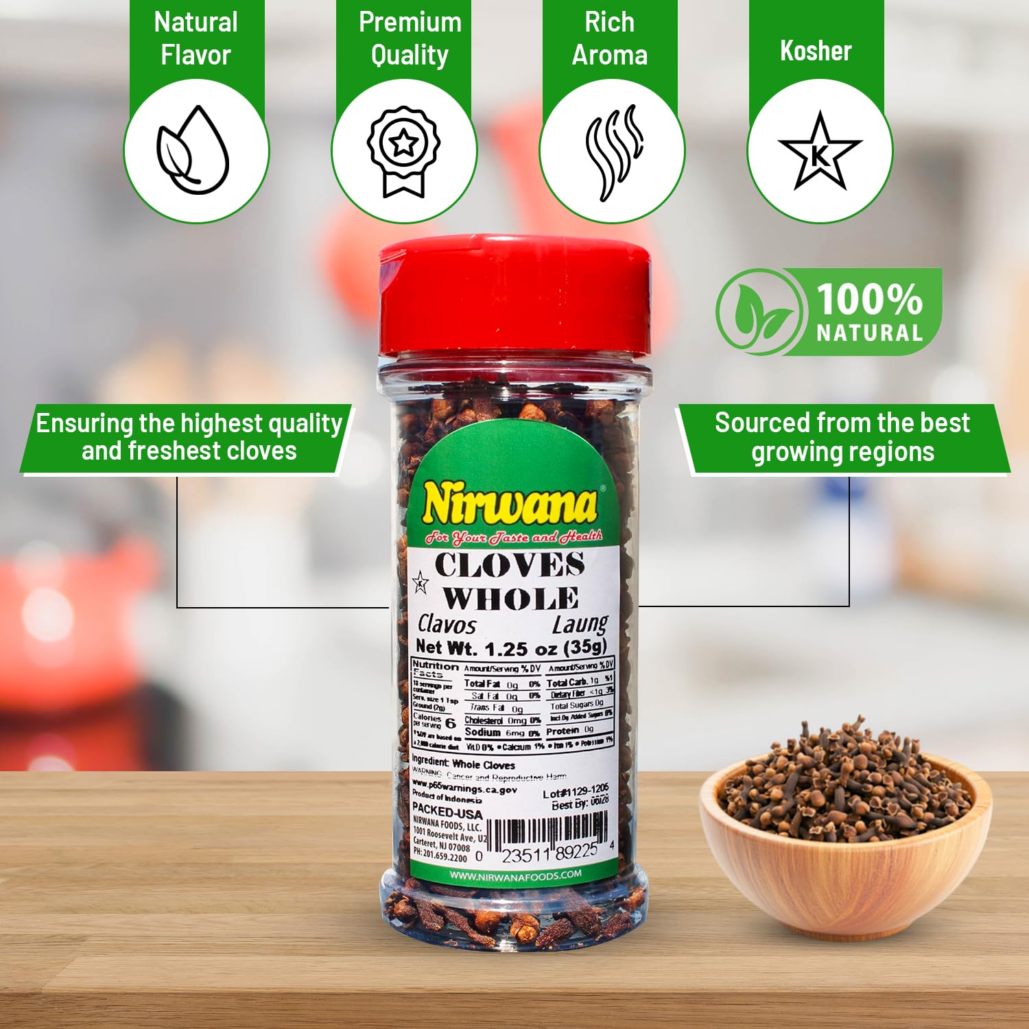 Nirwana Asian Indian spice CLOVES Whole 1.25 oz | Laung | Clavo | Premium Quality for Cooking, Baking, Tea, Beverages, Pomander Balls, Hand Selected