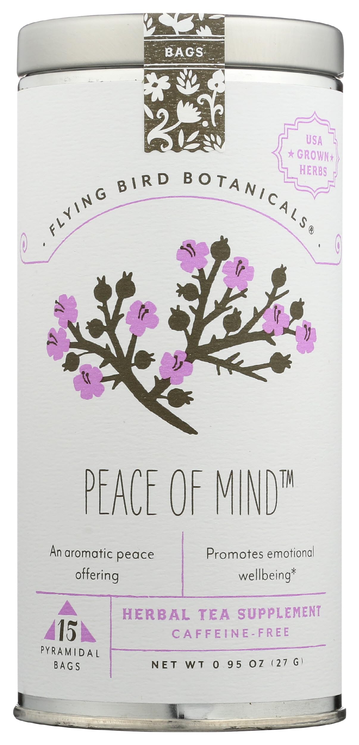 FLYING BIRD BOTANICALS Peace Of Mind Tea, 15 CT