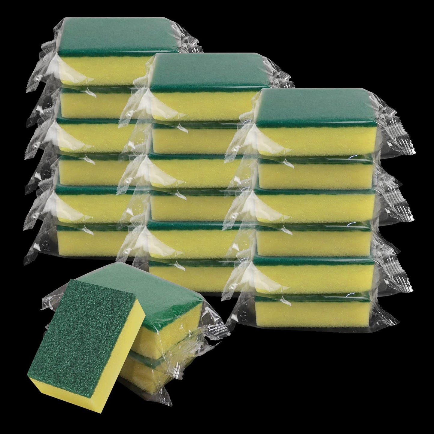 Kheoxusa Individually Wrapped Sponges, 78 Pack Sponges Individually Wrapped for Home Kitchen Scrub Dish Dishes Dishwashing Cleaning Non Scratch