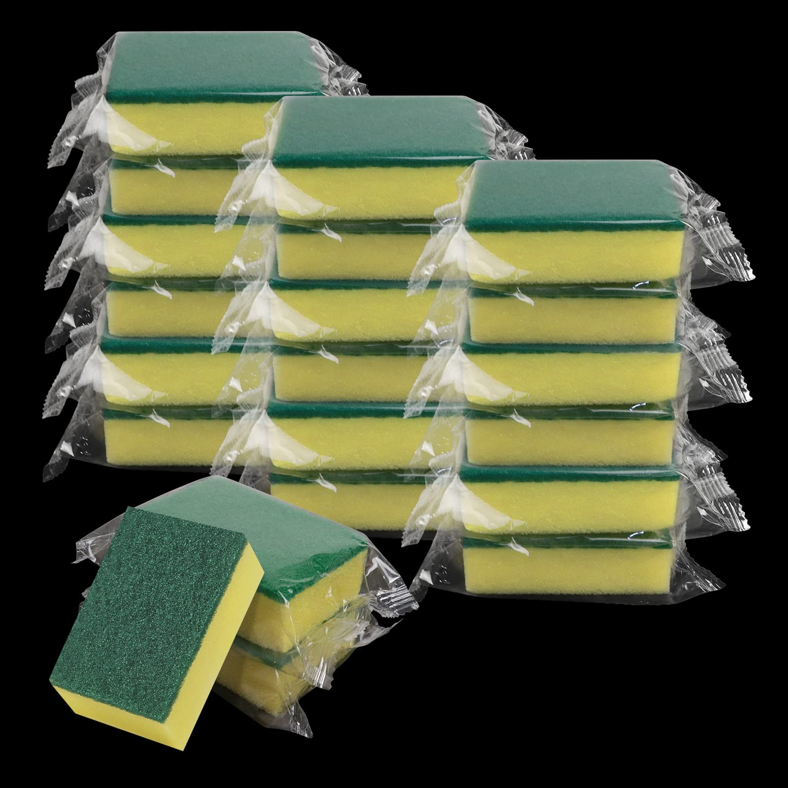Kheoxusa Individually Wrapped Sponges, 78 Pack Sponges Individually Wrapped for Home Kitchen Scrub Dish Dishes Dishwashing Cleaning Non Scratch