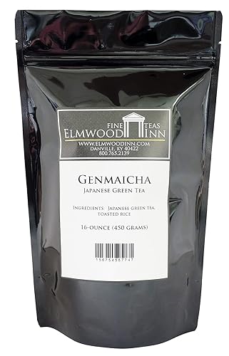 Elmwood Inn Fine Teas, Genmaicha Japanese Green Tea, 16-Ounce Pouches