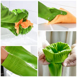 IUCGE Dishwashing gloves 2 Pairs for kitchen,Rubber cleaning gloves,Long dish gloves reuseable.(Small,Green)