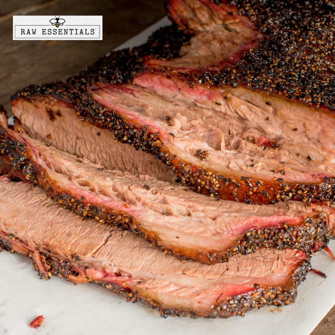 Raw Essentials Texas Pit Oak Smoked Garlic Pepper Salt - Steak and Chop Seasoning - Great on Beef, Chicken, Pork and Vegetables - Vegan, Paleo