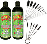 Green Piece® 2 bottles of the 16 oz (Made in USA) with 5 piece glass tube cleaner and 10 piece glass tube cleaner (2 Glass Cleaners with 15 Nylon