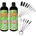 Green Piece® 2 bottles of the 16 oz (Made in USA) with 5 piece glass tube cleaner and 10 piece glass tube cleaner (2 Glass Cleaners with 15 Nylon