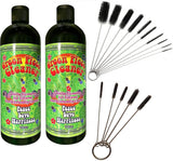 Green Piece® 2 bottles of the 16 oz (Made in USA) with 5 piece glass tube cleaner and 10 piece glass tube cleaner (2 Glass Cleaners with 15 Nylon